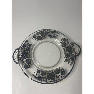 Gorgeous Clear Floral Serving Dish with Sterling Overlay